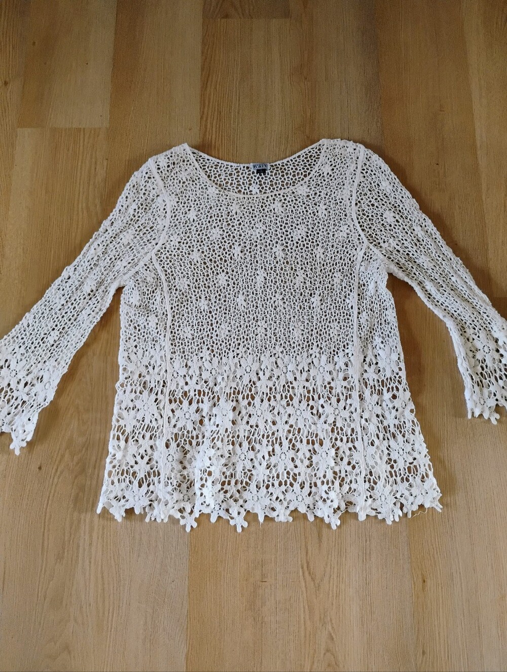 KEREN hart Vintage Crochet Lace Tunic Top - Cream